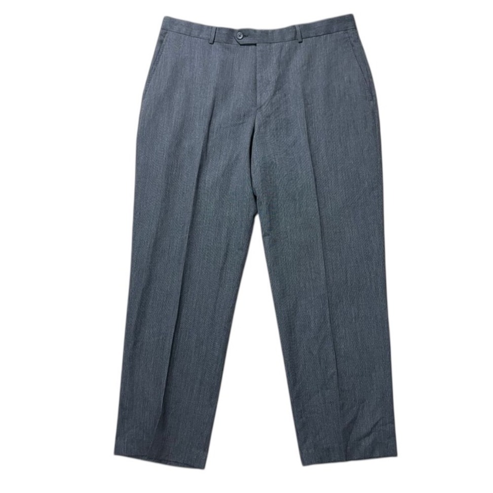 Stafford‎ Men's Gray Herringbone Dress Pants Pleated Front Career Trousers